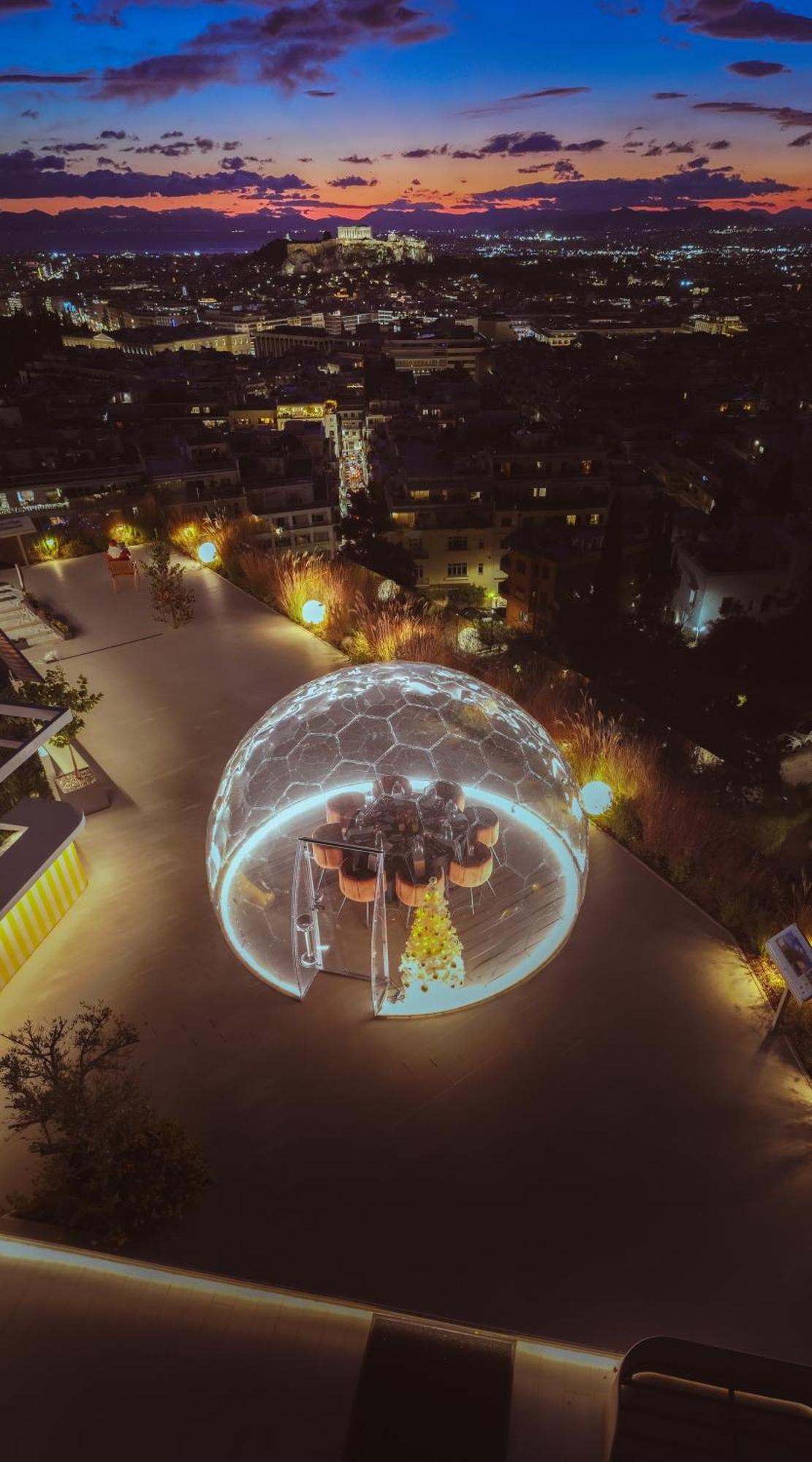 St George Lycabettus Lifestyle Hotel Athens Exterior photo The dome at night